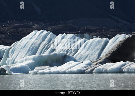 Eisberge in der Tasman-Gletscher Terminal Lake, Aoraki / Mt Cook National Park, Canterbury, Südinsel, Neuseeland Stockfoto