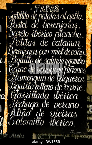 Spanisch Spanien Menü Tapa Tapas-Restaurant-Bar-Pub Antequera Stockfoto