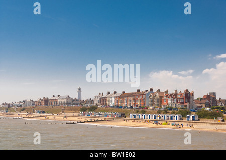 Ein Blick von der Pier von der Strandpromenade in Southwold, Suffolk, England, Großbritannien, Uk Stockfoto