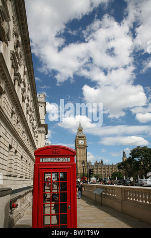 Rote Telefonzelle London und Big Ben Stockfoto
