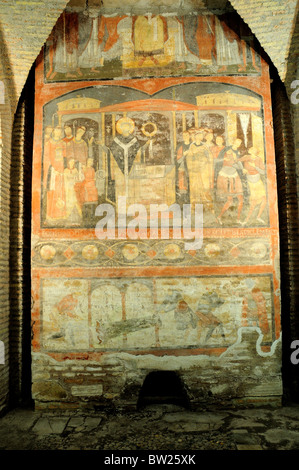 Legende von Sisinnio Fresko zeigt St Clement sagt Masse, Basilika aus dem 4. Jahrhundert, Basilika San Clemente Stockfoto