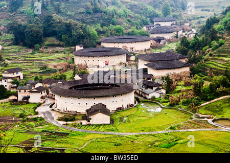 Die großen Tulou-Gebäude in der Yongding Region Nanjing Grafschaft in Fujian. Stockfoto