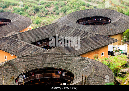 Die großen Tulou-Gebäude in der Yongding Region Nanjing Grafschaft in Fujian. Stockfoto