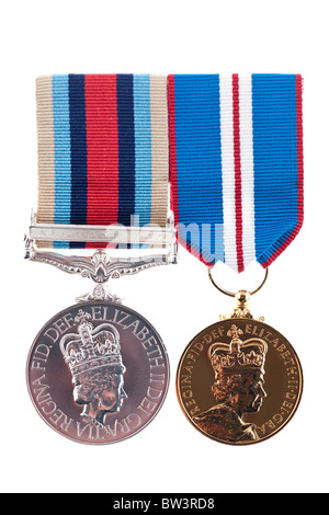 Königin des goldenen Jubiläums-Medaille und OSM operative Service-Medaille für Afghanistan Stockfoto