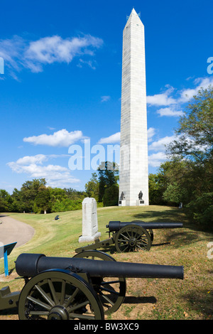 Obelisk zum Gedenken an die Union Navy, Batterie Selfridge, Vicksburg National Military Park, Mississippi, Vereinigte Staaten Stockfoto