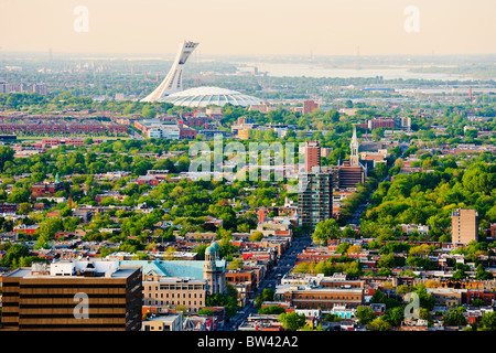 Ansicht von Montreal vom Mount Royal bei Sonnenuntergang, Montreal, Quebec Stockfoto