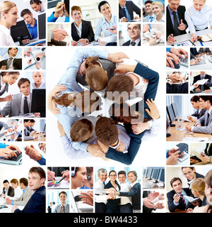 Collage aus Business-Teams zusammenarbeiten, Technologie und Partnerschaft Konzepte Stockfoto