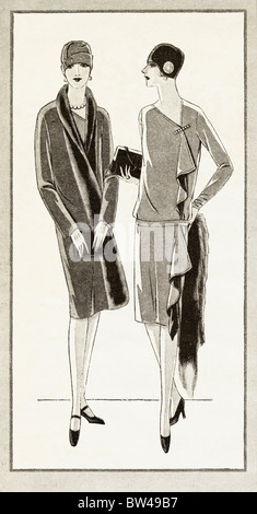 1928-Magazin-Mode Darstellung der typischen modische Kleidung aus der Zeit Stockfoto