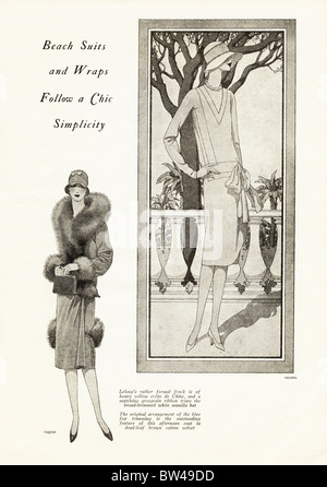 1928-Magazin-Mode Illustration von Kleidung von Designern (l-R) Paquin & Lelong Stockfoto