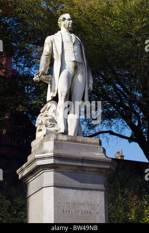 Statue von Edward Geoffrey Stanley, 14. Earl of Derby in Avenham und Miller Park, Preston Stockfoto