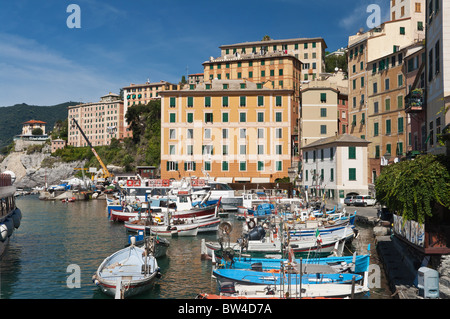 Camogli mit den charakteristischen kleinen Hafen, Italien Stockfoto