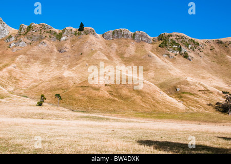 Te Mata Peek, Tukituki Tal, Fluss, Te Mata Rd, Rolling Hills von Kaokaoroa, Raukawa Ranges, Hawke's Bay, Havelock North, Neuseeland Stockfoto