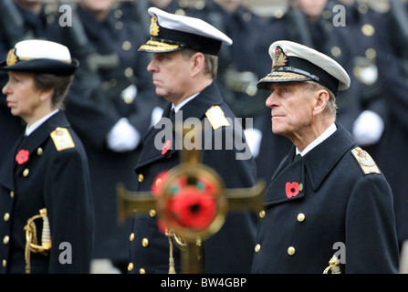 Princess Royal, Prinzessin Anne, Duke of York, Prinz Andrew und Prinz Philip besuchen die Erinnerung Sonntag Trauerfeier Stockfoto