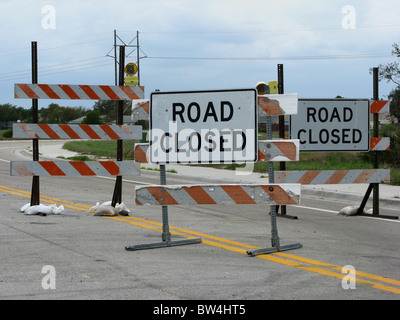Straße Arbeit Anzeichen einer Straße ist geschlossen. Stockfoto