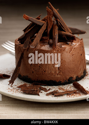 Eine einzelne Portion Mousse au Chocolat Stockfoto