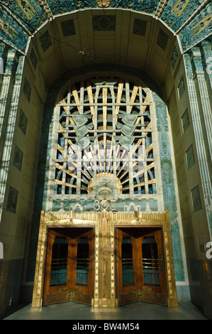Marine Building Eingang, Innenstadt von Vancouver, British Columbia, Kanada. Stockfoto