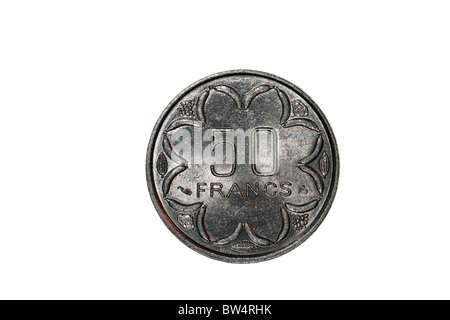 50 zentraler afrikanischer Franc-Münze Stockfoto