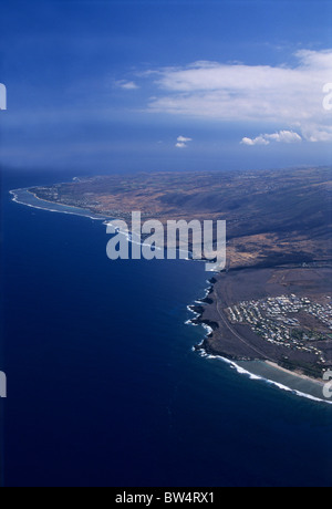 Luftaufnahme der Pointe des Chateaux, nördlich von Saint Leu, Westküste, Insel La Réunion (Frankreich), Indischer Ozean Stockfoto