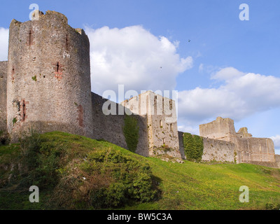 Ein Landschaftsbild von Chepstow Castle Stockfoto