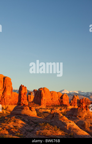 Suchen Sie in der Windows-Sektion aus dem Garten Eden, Arches-Nationalpark, Utah Stockfoto