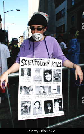 Anonyme Gruppe Proteste außen Kirche von Scientology Stockfoto