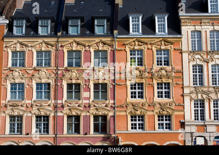 Historische Häuser am Grand Place in Lille, Frankreich Stockfoto