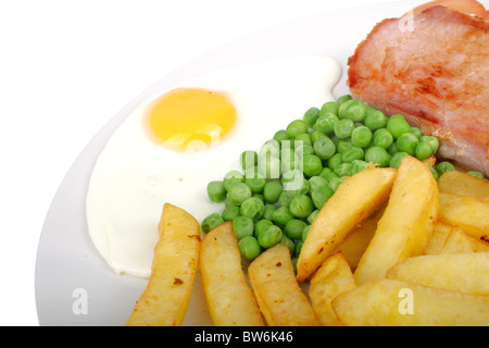 Schinken mit Spiegelei und Pommes frites Stockfoto