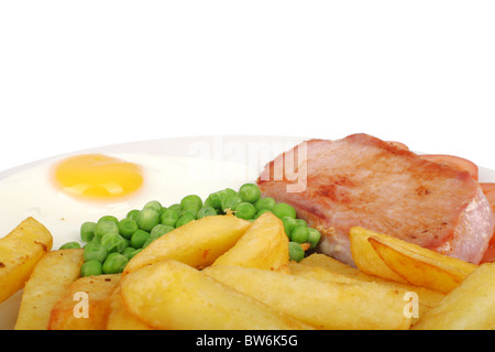 Schinken mit Spiegelei und Pommes frites Stockfoto