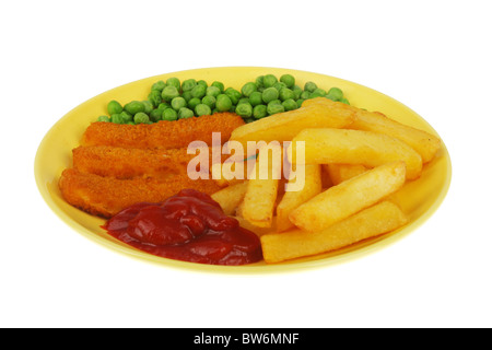 Fischstäbchen und Pommes frites Stockfoto