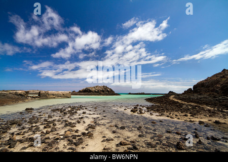 Islote de Lobos. Insel Lobos. Klares blaues Wasser in diese kleine Insel vor Fuerteventura. Kanarischen Inseln. Spanien Stockfoto