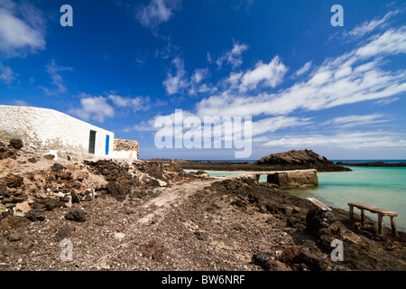 Islote de Lobos. Insel Lobos. Klares blaues Wasser in diese kleine Insel vor Fuerteventura. Kanarischen Inseln. Spanien Stockfoto