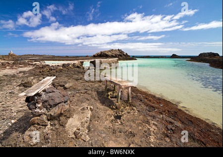 Islote de Lobos. Insel Lobos. Klares blaues Wasser in diese kleine Insel vor Fuerteventura. Kanarischen Inseln. Spanien Stockfoto