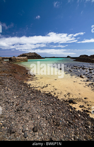 Islote de Lobos. Insel Lobos. Klares blaues Wasser in diese kleine Insel vor Fuerteventura. Kanarischen Inseln. Spanien Stockfoto