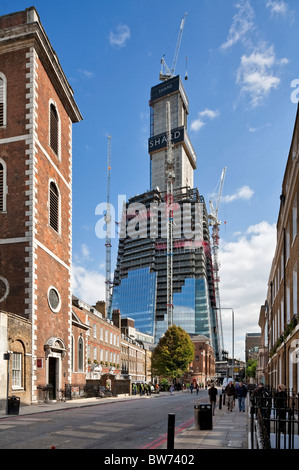 Die Scherbe im Bau - London Bridge Tower, von dem internationalen Architekten Renzo Piano entworfen. Stockfoto