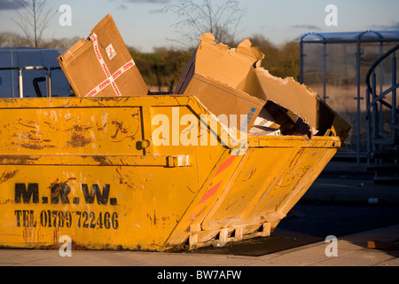 Überspringen Sie voller Karton Stockfoto