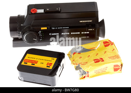 Super8 Cine Filmkamera von Canon und Kodak super 8 Kassette Film gemacht Stockfoto