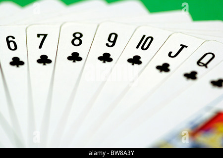 Spielkarten zu entsprechen, der Vereine Stockfoto