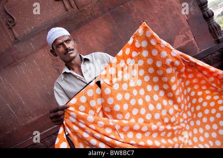 eine muslimische indischen Mann in der Moschee Jama Masjid, Delhi, Indien Stockfoto