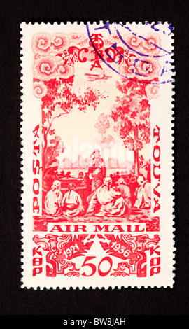 Briefmarke von Tannu Tuva Darstellung einer nativen Versammlung Stockfoto