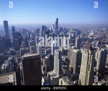 Blick auf die Stadt vom Hancock Building Observatory, Chicago, Illinois, Vereinigte Staaten von Amerika Stockfoto