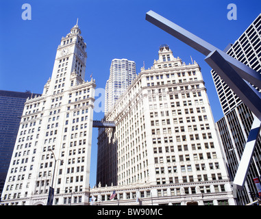 Das Wrigley Building, Michegan Avenue, Chicago, Illinois, Vereinigte Staaten von Amerika Stockfoto