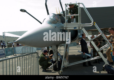 Paris, Fra-nce, Messe, französischer Kampfjet, Mirage, bei der Paris Air Show Le Bourget Airport Stockfoto