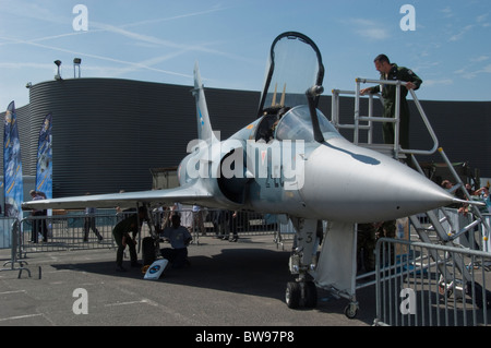 Paris, Fra-nce, Messe, French Fighter Jet, Mirage, Auf der Paris Air Show, dem Bourget Airport, Salon du bourget Stockfoto