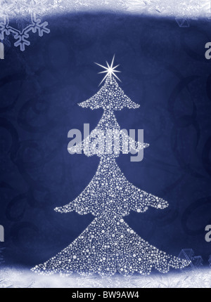 Abstrakte Pelz-Weihnachtsbaum. Es entsteht aus verschiedenen Schneeflocken Stockfoto