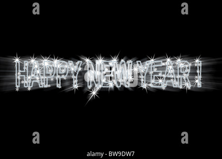 Frohes neues Jahr. Eine abstrakte Inschrift auf einen Hintergrund weichzeichnen Stockfoto