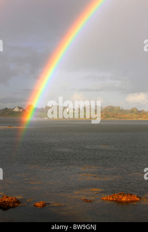 Regenbogen über Clew Bay, County Mayo, Irland Stockfoto