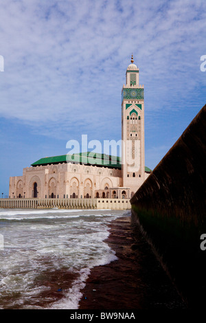 Das Meer Hassan II Moschee an der Corniche in Casablanca, Marokko. Stockfoto