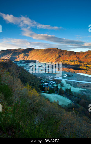 Frostigen Novembermorgen aus Überraschung Ansicht, Derwentwater, Englisch Seen, Cumbria Stockfoto