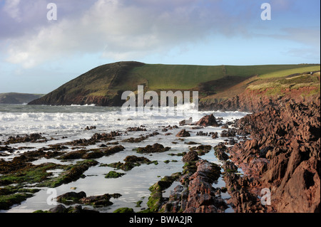 Der Pembrokeshire Coast von Manorbier Bay, South Wales UK Stockfoto