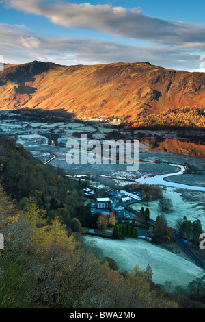 Frostigen Novembermorgen aus Überraschung Ansicht, Derwentwater, Englisch Seen, Cumbria Stockfoto